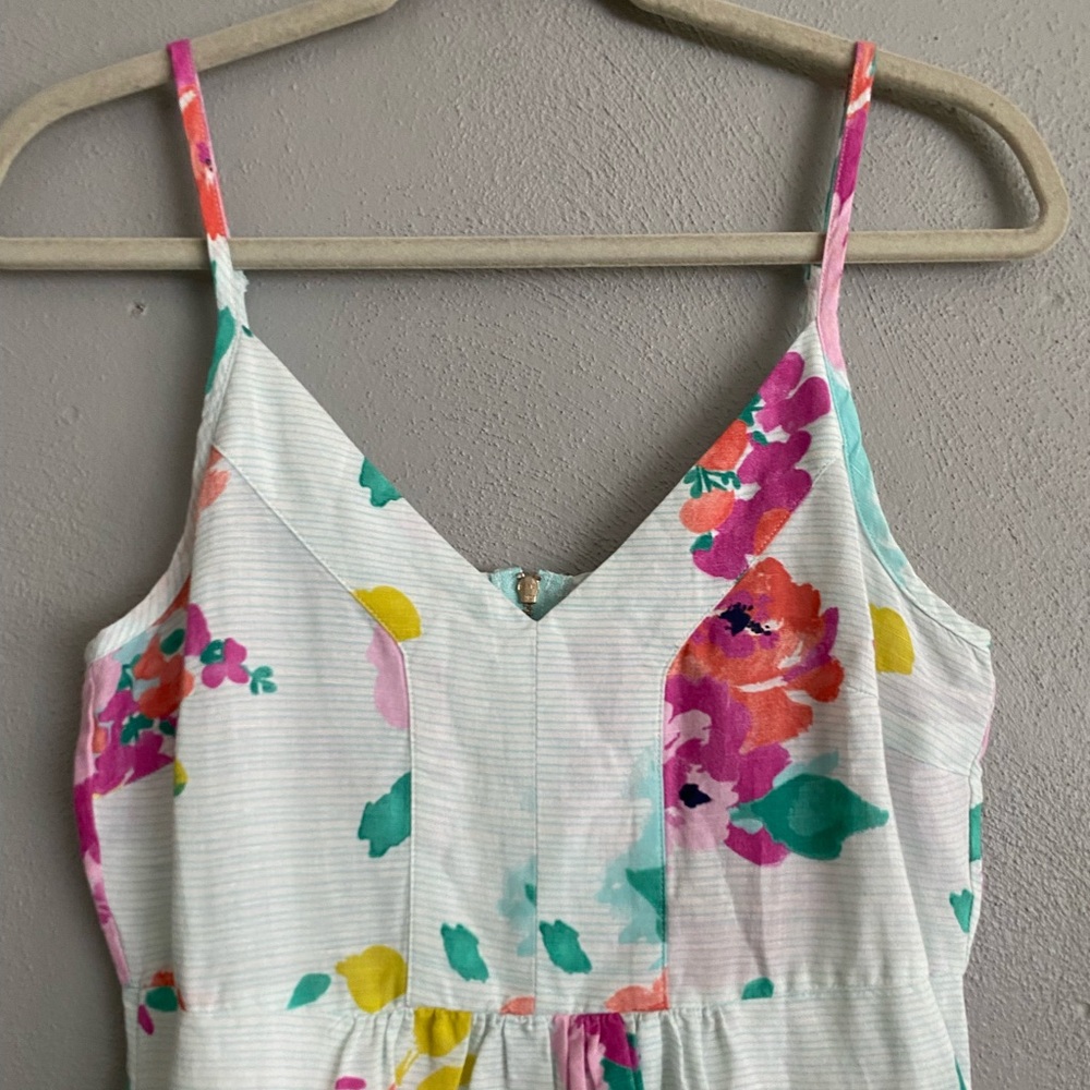 Joules Dress Size 6 Midi Stripe Floral Linen Blend Multicolor Sleeveless - Picture 3 of 10